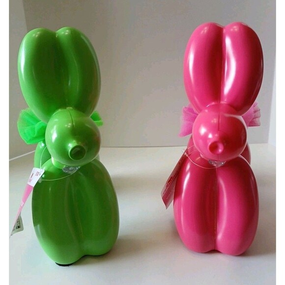 (2) BALLON DOG SCULPTURES HOT PINK, LIME GREEN ART DECOR BALLOON DOGS-TUTU - Picture 1 of 16